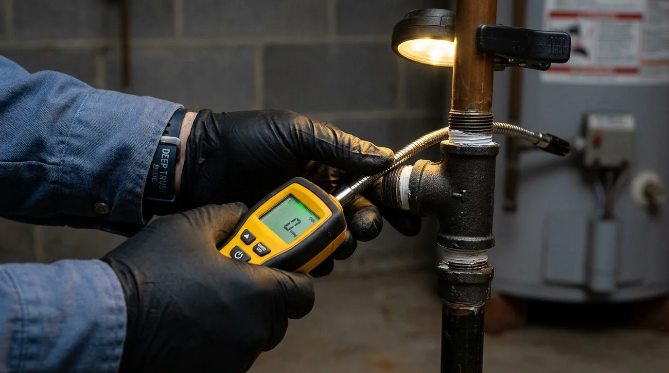 Gas leak detection with electronic sniffer by Johns Plumbing LLC in Timberville