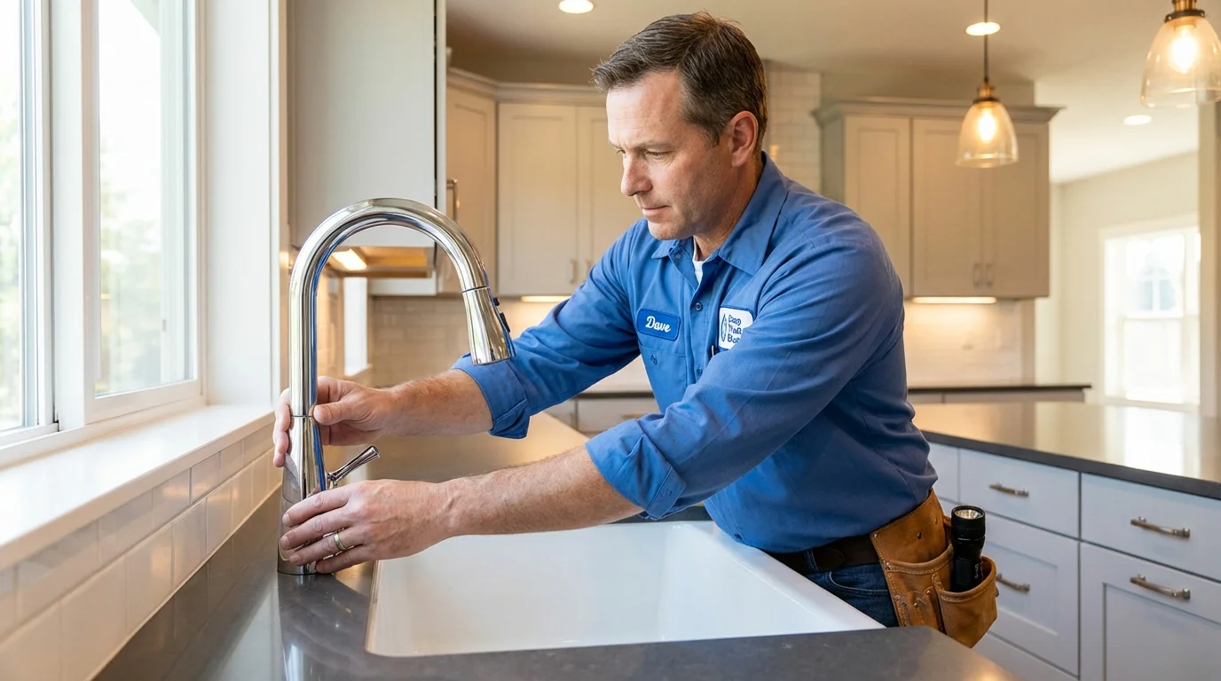 Kitchen faucet installation by Johns Plumbing LLC in Timberville